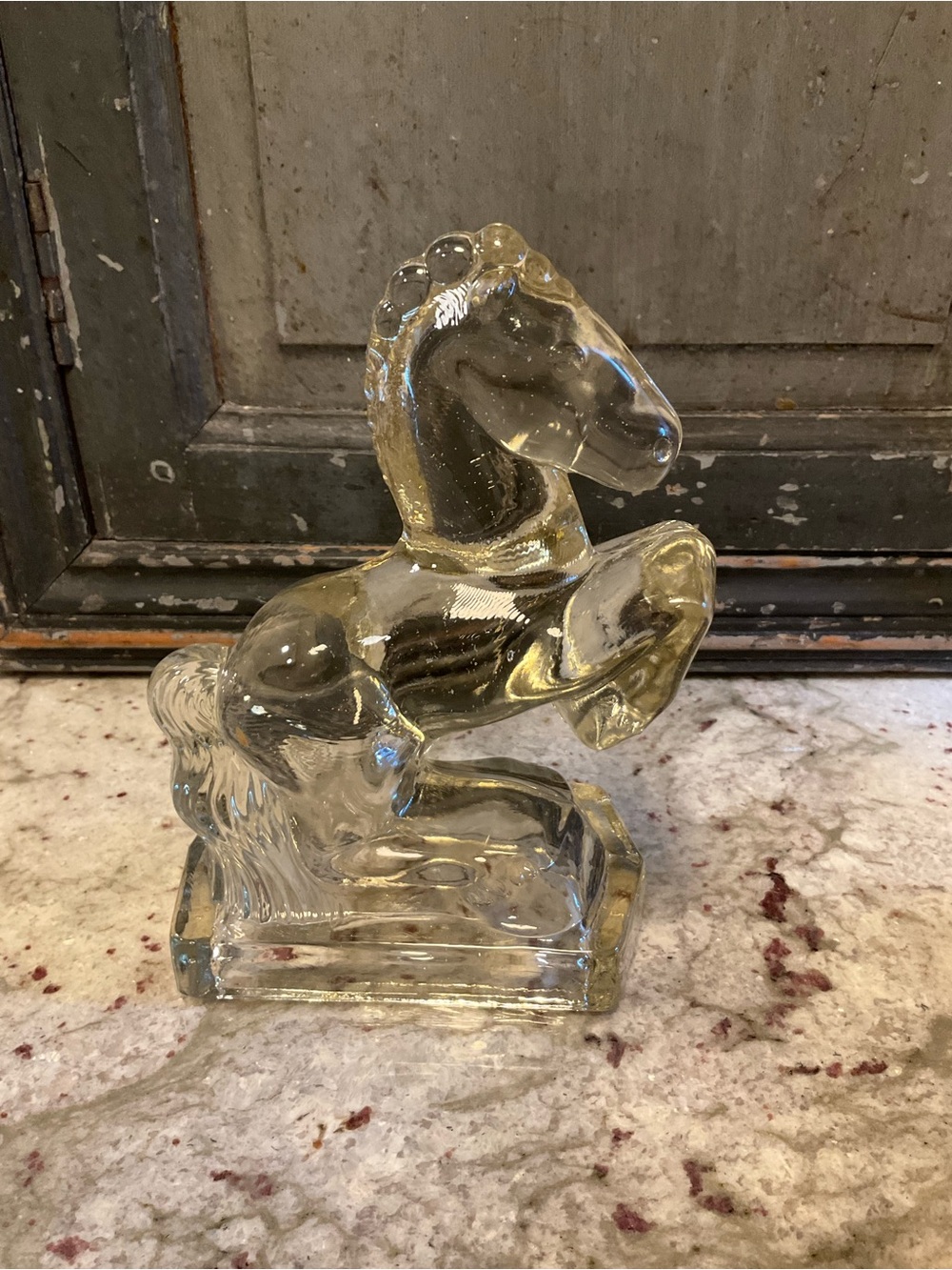 L.E. Smith Vintage Clear Glass Rearing Horse Figurine
